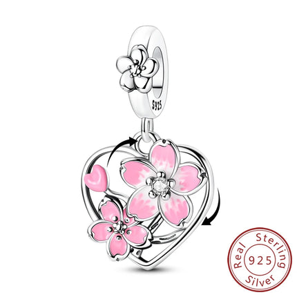 Spring Charms Beads Pendant 925 Sterling Silver Flower Butterfly Dragonfly Mushroom Charms Fit Bracelet Woman Man DIY Jewelry