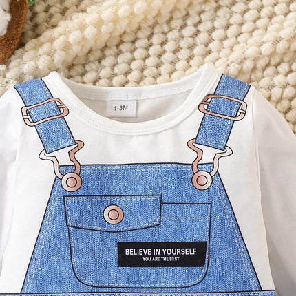 Newborn Baby Boy Printed Romper: Crew Neck Long-Sleeve One-Piece Outfit – Casual Spring/Autumn Wear, Versatile for Daily Use and