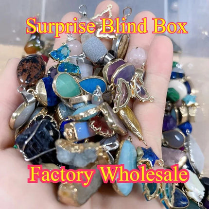 3pcs Blind Box Randomly Surprise Natural Stone Pendant Gemstone Jewelry Make DIY Earring Necklace Bracelet Accessories Wholesale