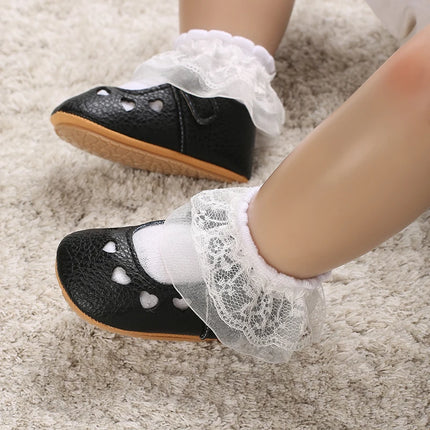Breathable Newborn Baby Shoes Baby Boy Girl Shoes Girl Classic Bowknot Rubber Sole Anti-slip PU  Toddler Shoes First Walker