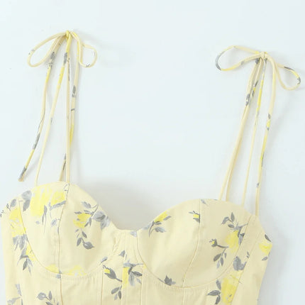 Chic Elegant Corset Top Backless Short Cami Tops New 2026 Summer Fashion Floral Printed Sexy Party Night Tops