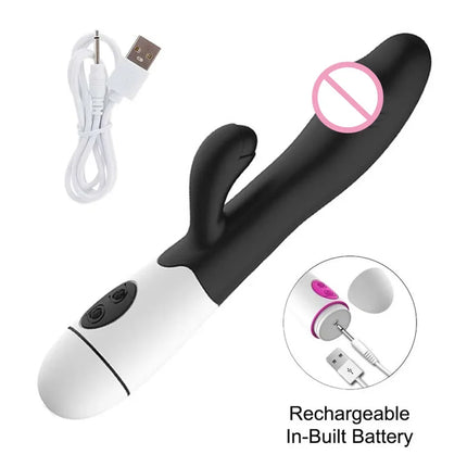 Rabbit Vibrator for Women Vagina G-Spot Nipple Clitoris Stimulator Thrusting Telescopic Rotating Dildo for Adult Sexy Toys