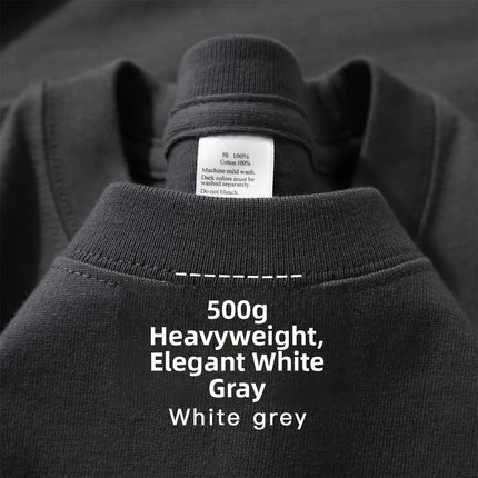 xinjiang cotton500G Heavy PureCotton Thick Drop Shoulder Short sleeve T-shirt Solid Loose Casual Men's and Women's Basic Half