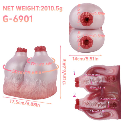 GEEBA Ultra-Realistic Blue Silicone Male Stroker Fantasy Breast Modeling Premium Adult Men Masturbator Body-Safe Adult Onahole