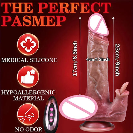 Dildo Realistic Thrusting Vibrating Dildo With Licking And Telescopic Function Ultimate G-Spot And Anal Stimulation Sex Toys 18+