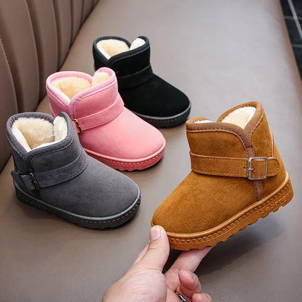 Children Snow Boots Winter Cute Warm Fashion Anti Slip Shoes Kids Boys Girls Leisure Thick Fur Platform Flat Short Boot Sneakers