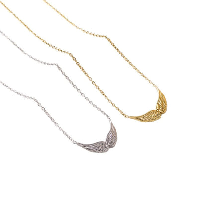 Stainless Steel Personalized Angel Double-hole Wing Pendant Necklace for Women, Jewelry Gift