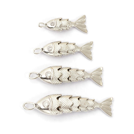 1 Piece Brass Ocean Jewelry Charms 18K Real Gold Plated Fish Animal Movable Clear Cubic Zirconia Pendant For DIY Necklace Making