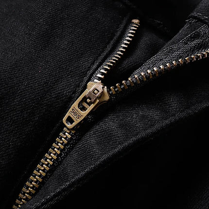 Men's best quality letter printed Slim Fit Skinny Long Black Denim pants long Trousers Jeans Streetwear