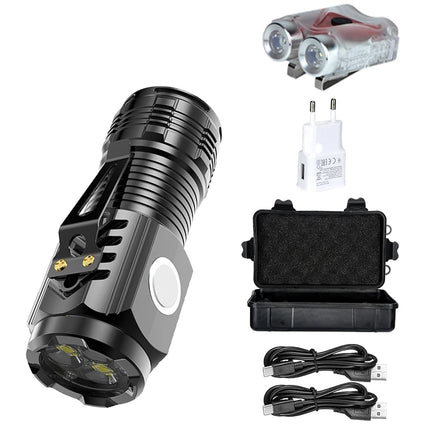 High Strong Power LED Flashlight Built-in Battery Type-C Rechargeable with Pen Clip Torch Outdoor Camping Emergency Lantern