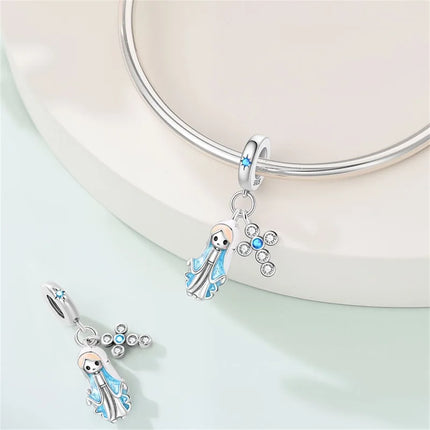 Original New 925 Sterling Silver Prayer Virgin Mary Charms Beads Fit Necklace Bracelet Accessory DIY Jewelry For Women Gift