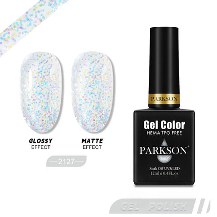 Parkson 12ml Nail Gel Polish TPO HEMA Free Glitter Semi Permanent Soak Off UV LED Long Wear Ultra Diamond Top Coat Varnish