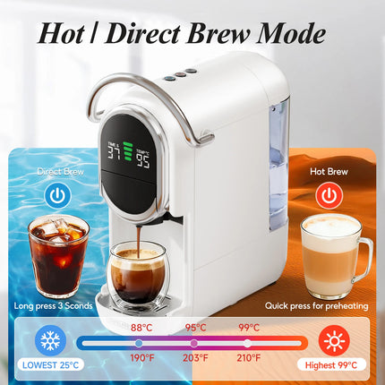 Cafelffe 6 in 1 Capsule Coffee Maker with Tea Leaves, Capsule, ESE 44mm Pods Coffee Powder Hot/Cold DG Cappuccino Nespresso