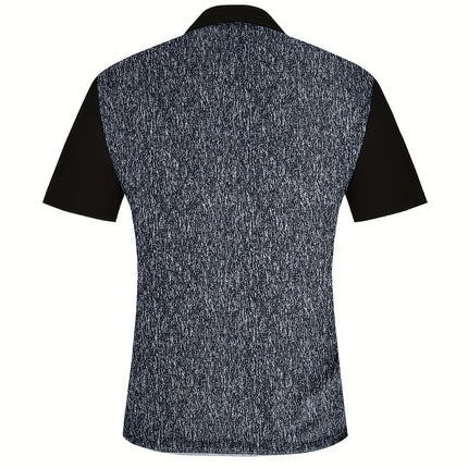 European and American Men's Fashion Gray Black Two-tone Splicing Business Casual Style Short-sleeved Shirt Top Suitable