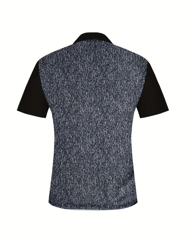 European and American Men's Fashion Gray Black Two-tone Splicing Business Casual Style Short-sleeved Shirt Top Suitable
