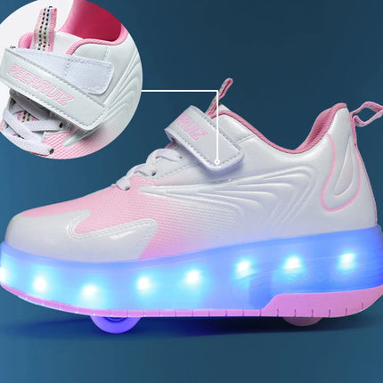 Kids Sneakers USB Recharge Light Up Skates Shoes Boys Girls Casual Skateboarding Shoe Roller Skate Outdoor Sports Shoes With LED
