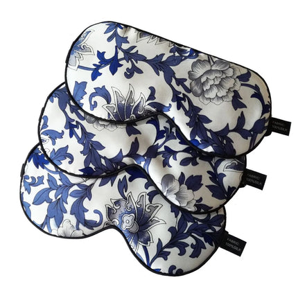 Silk Sleeping Mask Porcelain Pattern Blindfold Eye Cover Shading Eyeshade Thicken Soft Eye Mask Sleep for Travel Eyepatch
