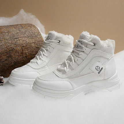 Plus Size 45 Fashion Winter Sneakers for Women Plush Warm White Platform Sports Shoes Woman High Top Thick Sole Vulcanized Shoes