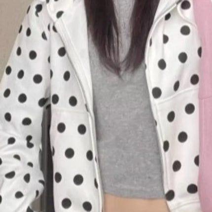 Korean Y2k Clothes Hoodies Women Tops Polka Dot Autumn Winter Sweatshirts Korean Fashion Sweet Vintage Sudaderas Mujer Hoodie