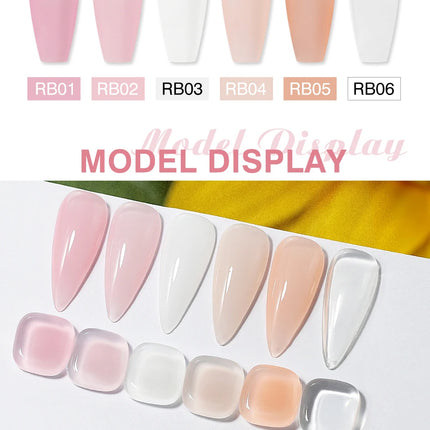 NAILCO 6Colors 15ml Hema Tpo Free Rubber Base Gel Polish Jelly Pink Clear Nail Extension Semi Permanent UV Hybrid Gel Varnish