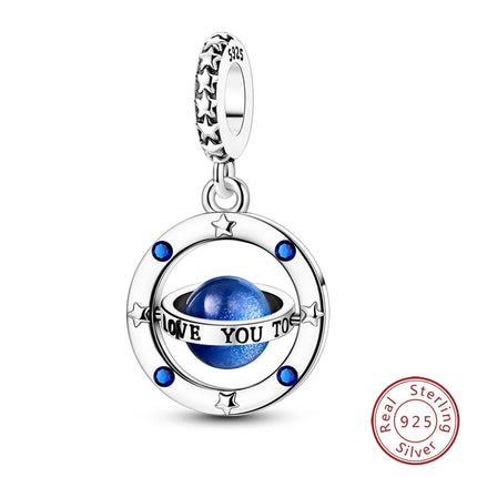 100% 925 Sterling Silver Blue Crystal Life Tree Angel Star Moon Pendants Charms Fit Qikaola 925 Original Bracelets DIY Jewelry
