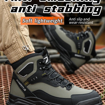 Man Safety Shoes Puncture-Proof Work Sneaker Waterproof Work Shoes Steel Toe Shoes Safety Boots Indestructible Shoes Lightweight