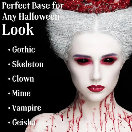 White Liquid Foundation, Full Coverage Heavy Duty Coverage, Creamy Liquid Formula for Goth Makeup, Cosplay, Long-Lasting Matte