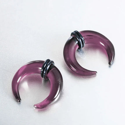 Casvort 1PCS Cozy Glass Stretching Kits Pincher Taper with O-Rings Buffalo Septum Retainers Hypoallergenic Piercing Jewelry
