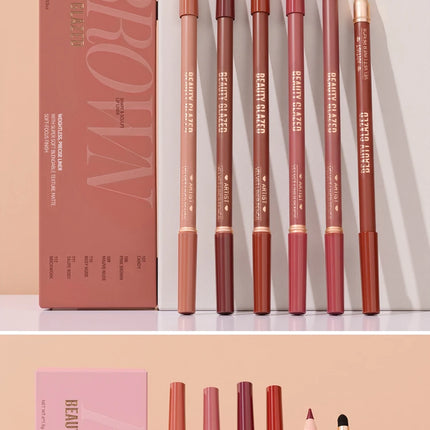 1pc Beauty Glazed Artist Velvet Lipliner Pencil With Sponge brush,Weightless Precise Liner with Super Soft Blendable Texture