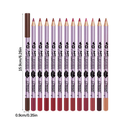 12 pcs Long-Lasting Lipstick Set with Professional Lip Liner Pencil and Matte Lip Gloss for Women Valentine's Day Gifts