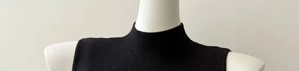 Korean Sle Knitted Vest Women's Base Layer Tank Top Svel f High Collar Spring Autumn Winter Inner And Outer Wear