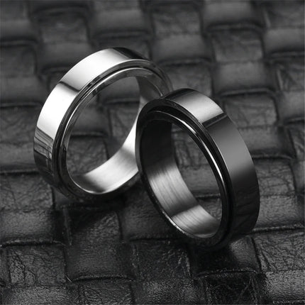 Anxiety Fidget Spinner Stainless Steel Black Rings Simple Titanium Steel Ring for Men Women High Quality Anti Stress Jewelry