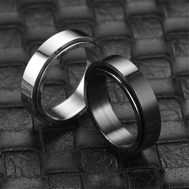 Anxiety Fidget Spinner Stainless Steel Black Rings Simple Titanium Steel Ring for Men Women High Quality Anti Stress Jewelry