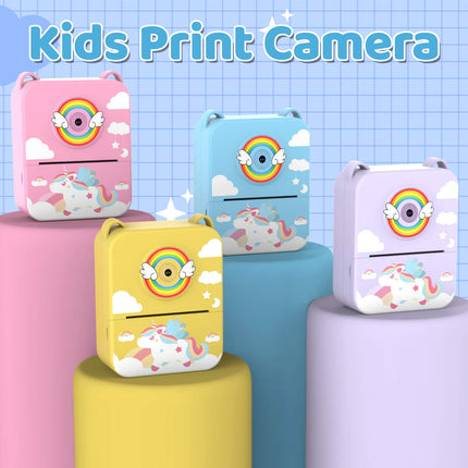 Kids Camera Digital Children Camera Instant Print Photo Video Recorder Toddler Mini Thermal Printer Birthday Gifts Cute Unicorn