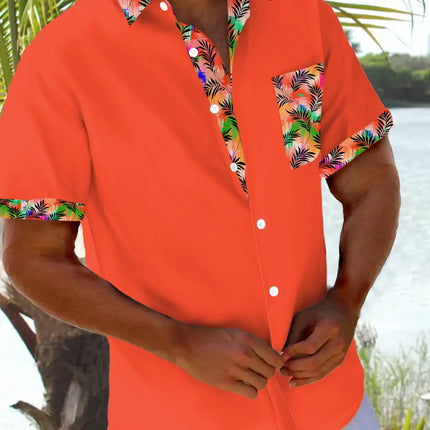 New Hawaii Spring/Summer Fashion Leisure Street Walk Tourist Beach Printed Full Open Short Sleeve Button Shirt, Quick Shipping