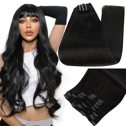 Full Shine Clip in Hair Extensions Human Hair 26-28inch 150G Hair Clips for Women Human Hair Clip in Extensions Remy Clip ins