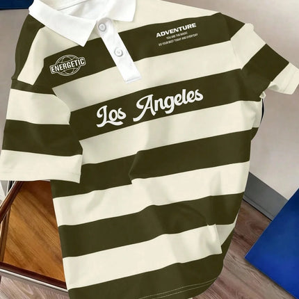 2026 Summer Best-selling Men's Short-Sleeved Polo Shirt with 3D Stripes Pattern Print for Outdoor Sports Leisure and Fashion