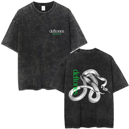 New Arrival Mens Clothes Tee Shirt Homme Washed Vintage Rock Band Deftones Private Music Graphic  Men Clothing New in Top & Tees