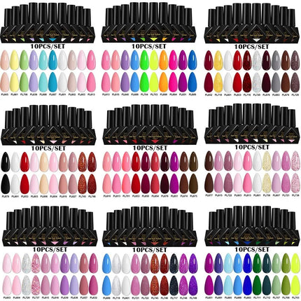 10pcs 10ml Gel Nail Polish Set HEMA TPO Free Red Coffee Brown Semi Permanent Soak Off UV Gel Varnish For Winter Nail Supplies