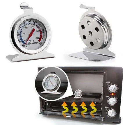 Safe Oven Thermometer 50-300°C Stainless Steel Oven Thermometer Mini Dial Stand Up Temperature Gauge Gage Food Meat Kitchen Tool