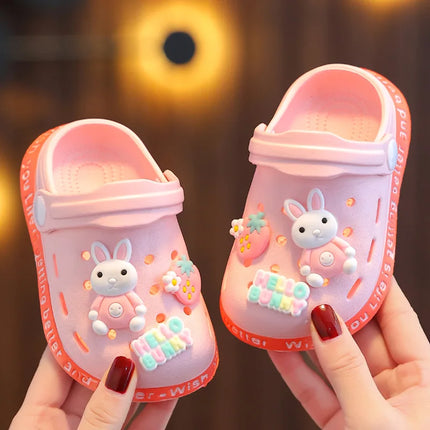 Summer Kids Slippers Sandals  Children's Shoes  Soft  Anti-Skid Cartoon DIY Design Hole Baby Shoes Sandy Beach For Boys Girls