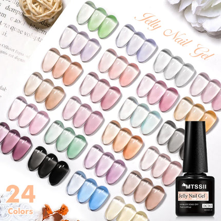 Jelly Gel Nail Polish Sheer Translucent Semi Permanent Soak Off UV Gel Varnish For Summer Nails Manicure Nail Supplies DIY Decor
