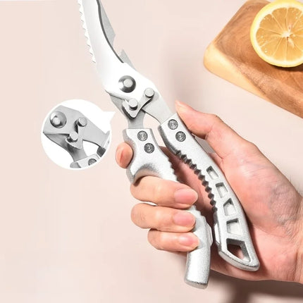 Multi-functional stainless steel kitchen scissors | Ergonomic handle, ambidextrous design, suitable for poultry, fish, and meat
