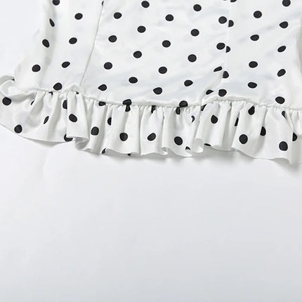 Weird Puss Polka Dot Print Top Women Halter Low-Neck Bandage Ruffles Backless Sleeveless Skinny Summer Trend Street Basic Vest