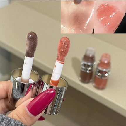 Flowing mirror lip gloss, waterproof and long-lasting luster, non stick to the cup, silky texture, natural makeup effect