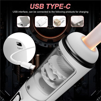 Automatic Telescopic Male Masturbation Cup Silicone Vagina Vibrators Sex Toys Sucking Deep Throat Masturbator 18