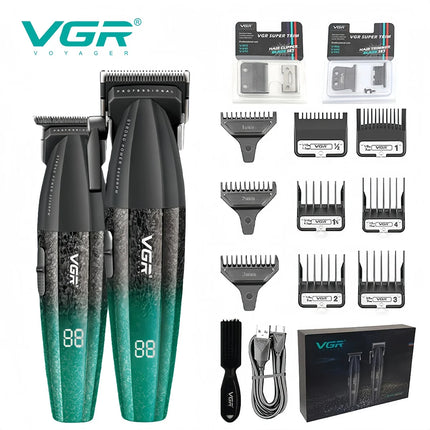 VGR Hair Trimmers Professional Hair Cut Machine Adjustable 9000 RPM LED Electric Clippers Metal Hair Trimmer for Men V-640 s3