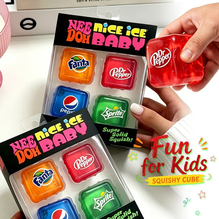 Needoh Teenie Nice Ice Cube Fidget Toys Mini4 Pack Set Slow Rebound Squishy Toys Stress Reliever Fidget for Party Favors Gifts