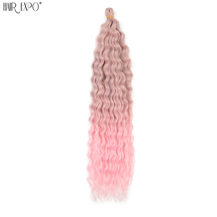 22"Ariel Curl Crochet Hair Synthetic Deep Wave Braid Hair Extension Ombre Ariel Curl Hair Soft Water Wave Twist Hair Blonde Pink