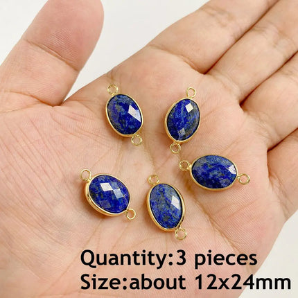 Blue Lapis Lazuli Pendant Gems Cross Hand Oval Shape Natural Stone Lapis Lazuli Charms for Jewelry Making Necklace DIY Bracelet